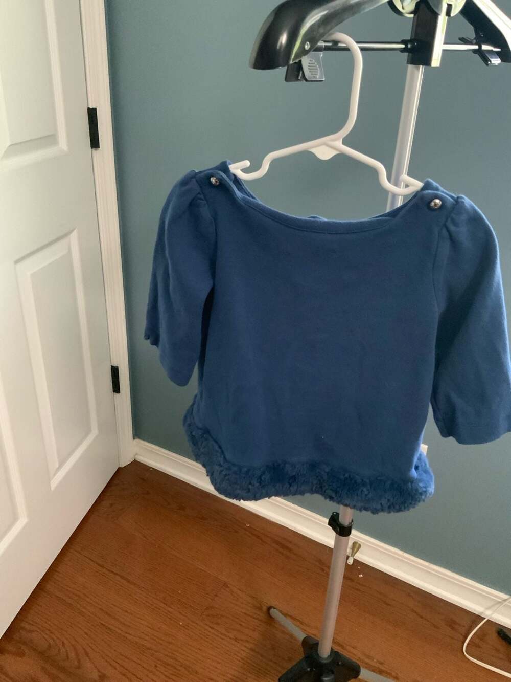 Janie And Jack Faux Fur Trim Toddler’s Top Size 4T Blue Cotton